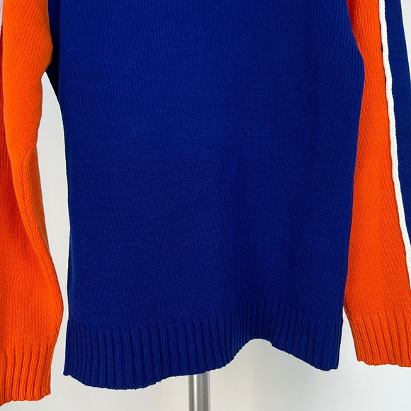 NHL Edmonton Oilers Womens Quarter Zip Pullover Sweater Blue Orange Knit Sz S - Picture 8 of 12